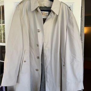 London Fog Men’s Tan Trench Coat w/Zip-out lining Sz 44L Vtg EUC